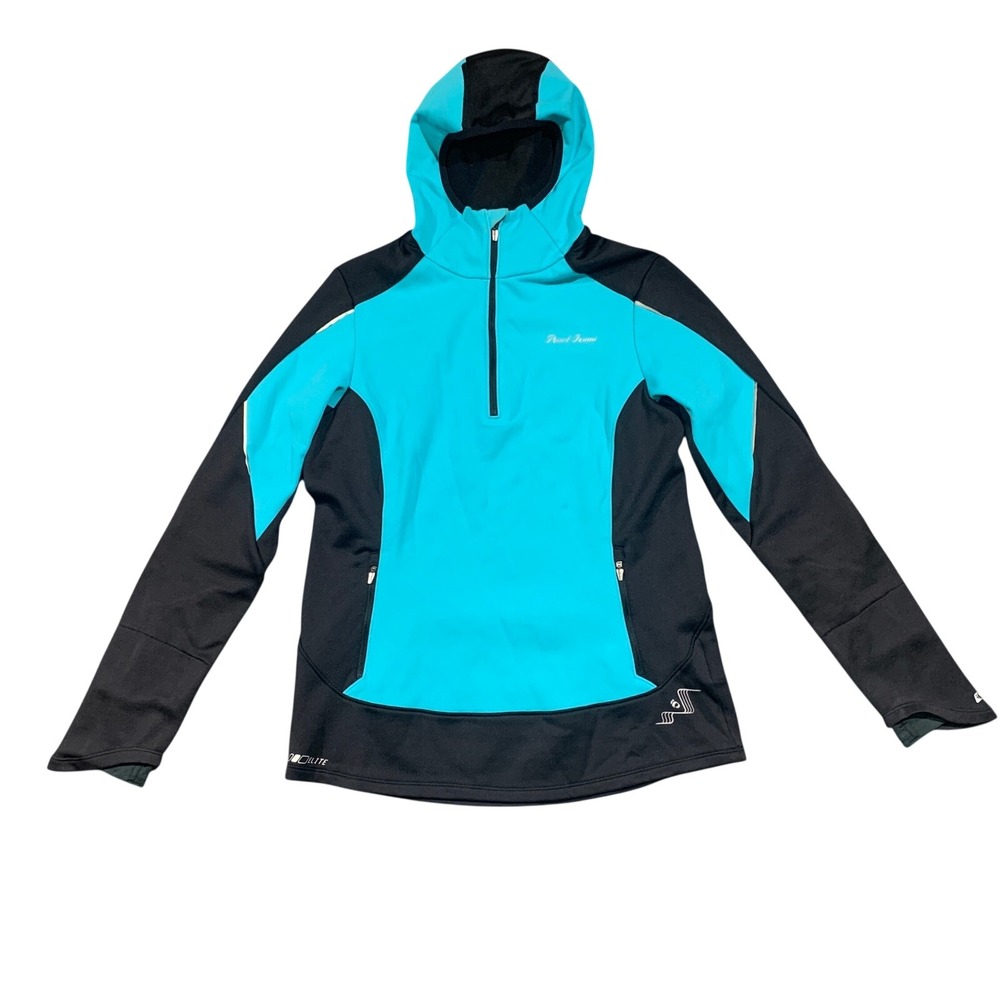 Pearl Izumi Elite Thermal Hoodie Women Large Blue Black Half Zip Cycling Jacket